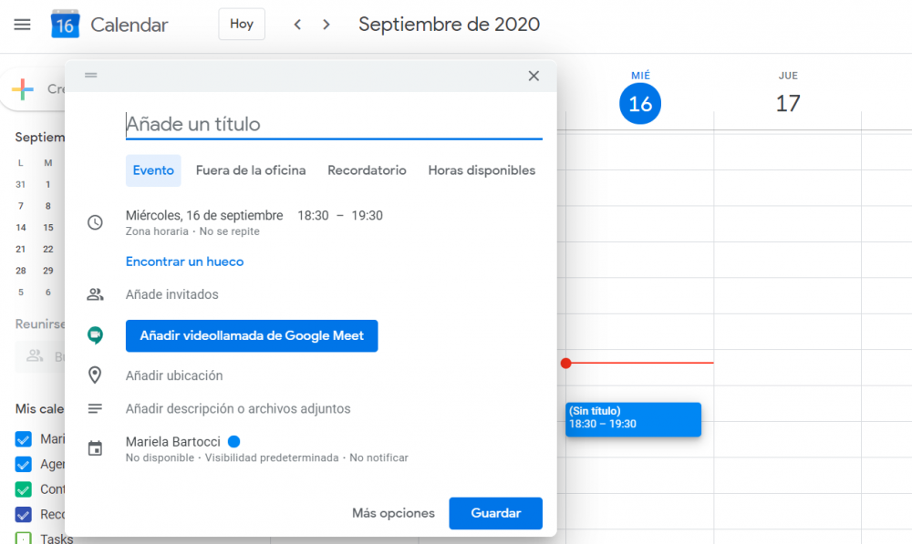 ¿Cómo agendar una reunión de Google Meet en el calendario?